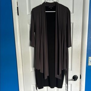 Jones New York Black and Dark Gray Dress and Cardigan Combo (attached)